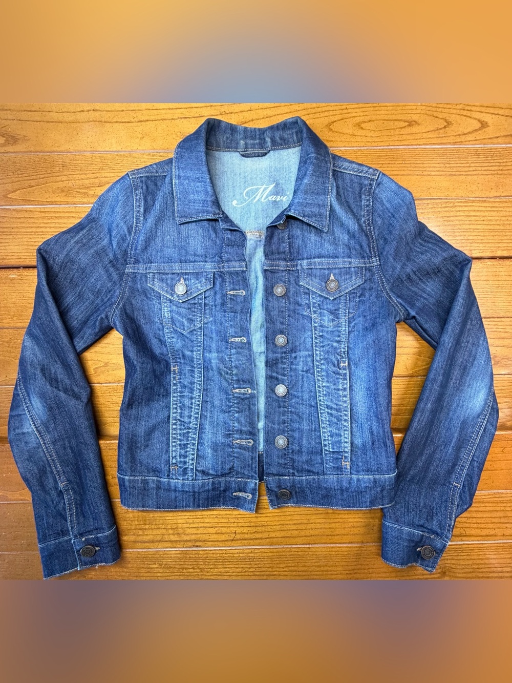 Mavi Samantha Cropped Denim Jacket Womens XS Dark Wash Stretch Trucker Fitted